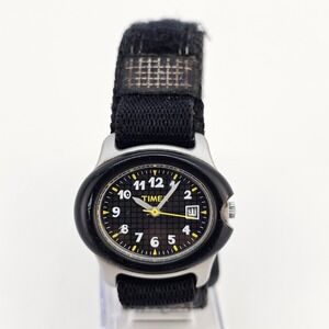 Timex Kids Children Watch 32MM Black Dial Date Black Nylon Band New Battery‎